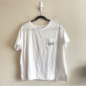 NWT Maritime College Cropped Boxy White Short Sleeve Pocket Tee Womens Small